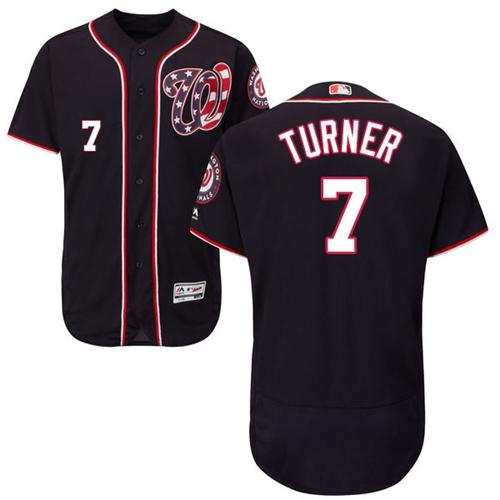 Nationals #7 Trea Turner Navy Blue Flexbase Authentic Collection Stitched MLB Jersey - Click Image to Close